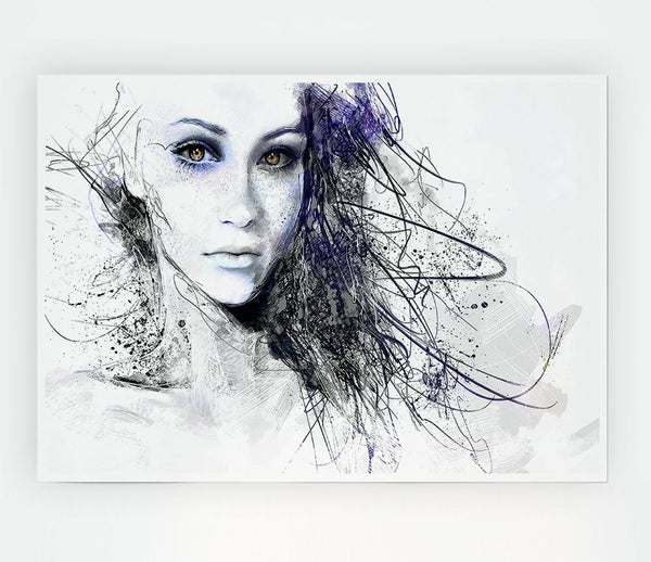 Urban Girl Drawing Print Poster Wall Art