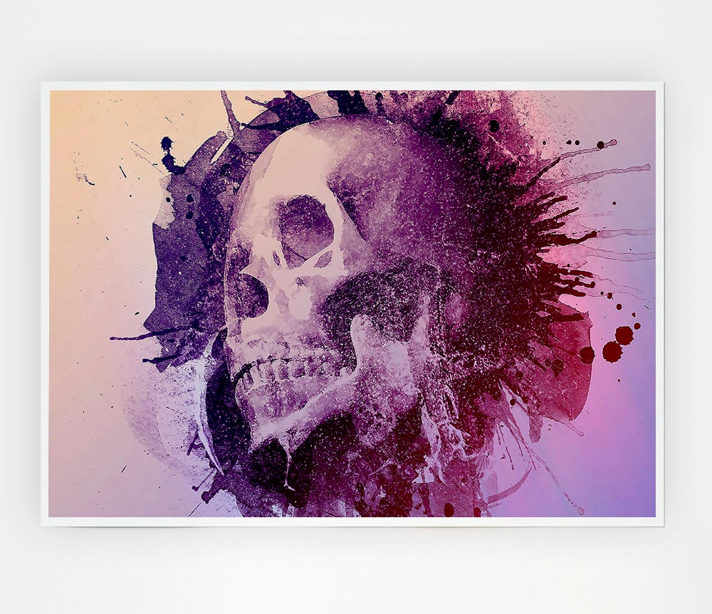 Watercolour Skull Design Print Poster Wall Art