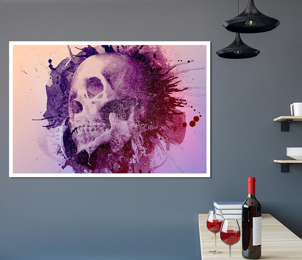 Watercolour Skull Design Print Poster Wall Art