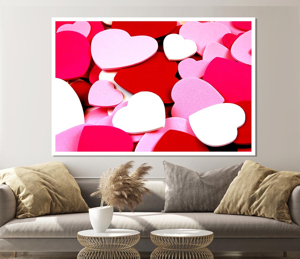 Tons Of Hearts Print Poster Wall Art