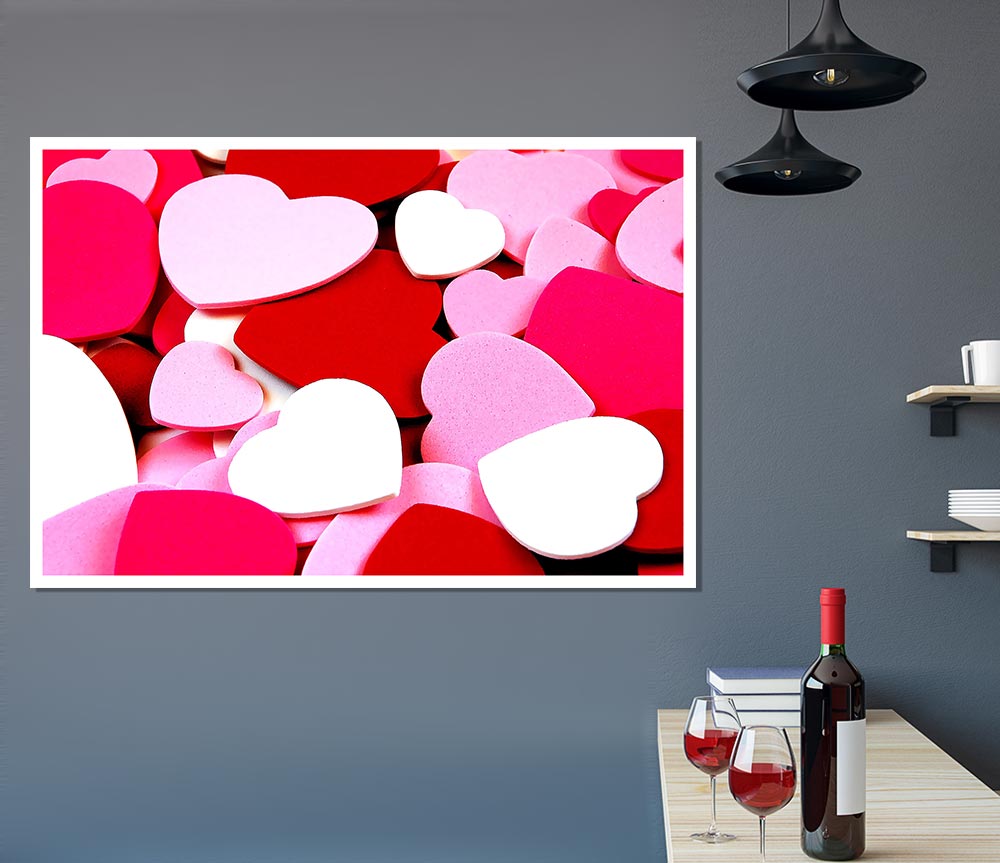 Tons Of Hearts Print Poster Wall Art