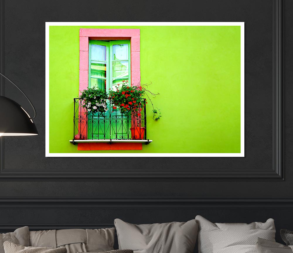 Green Wall Window Print Poster Wall Art