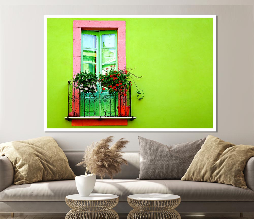 Green Wall Window Print Poster Wall Art