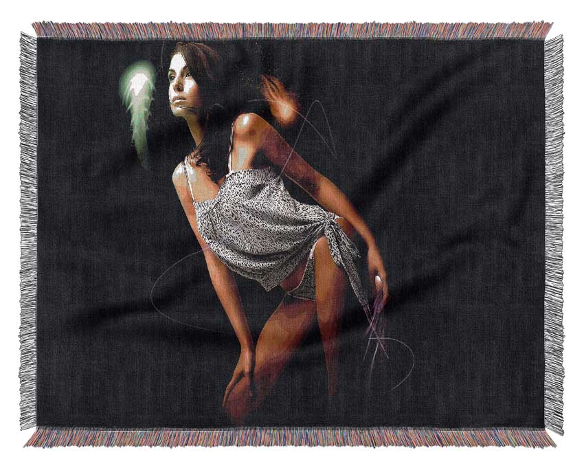 Fantasy Winged Girl Woven Blanket