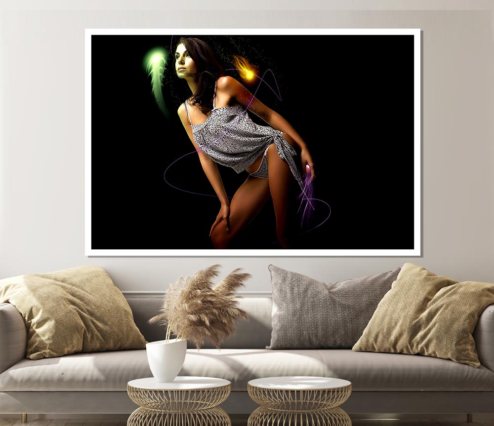 Fantasy Winged Girl Print Poster Wall Art