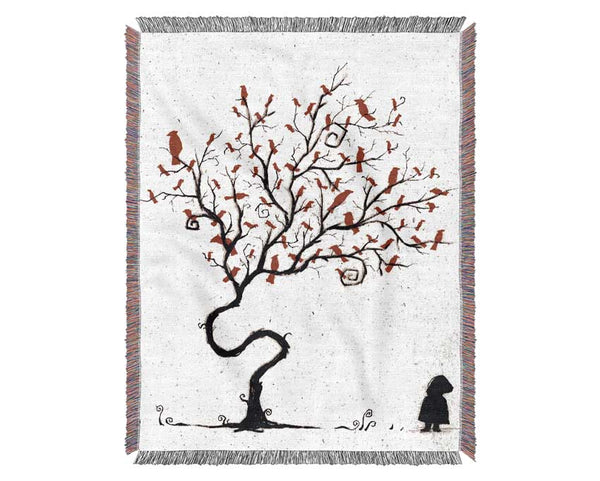 Red Birds Woven Blanket