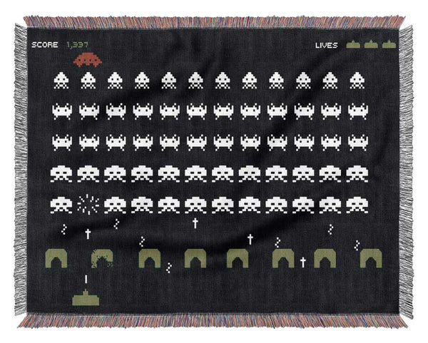 Space Invaders Woven Blanket