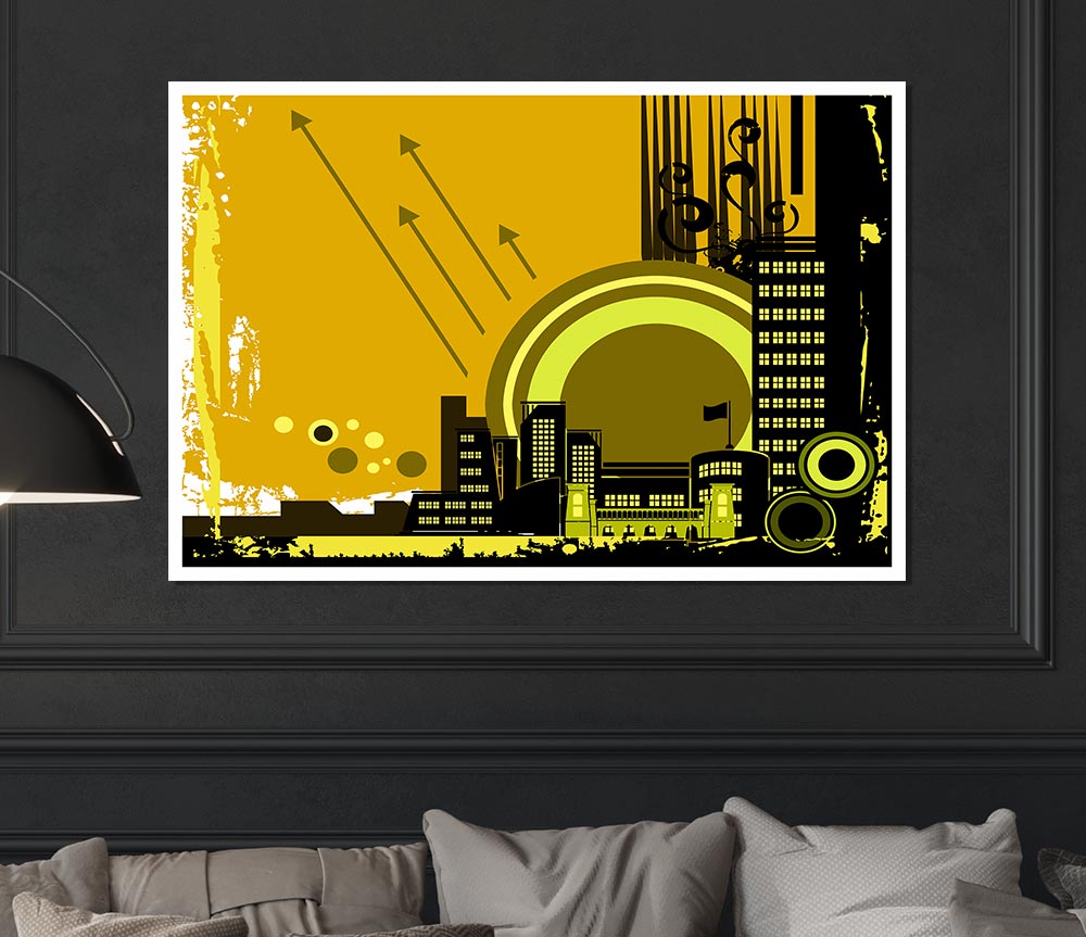 Contemporary City Sun Yellow Print Poster Wall Art