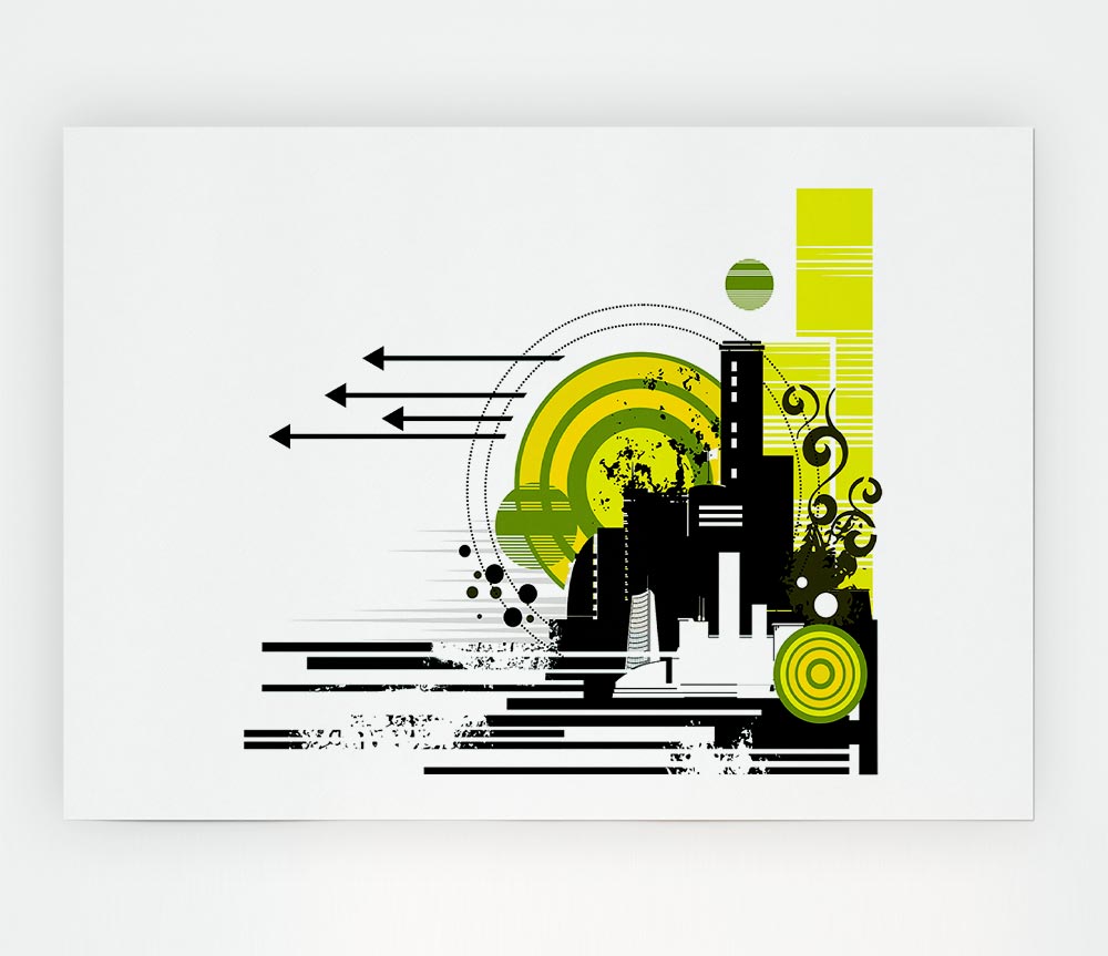 Contemporary City Sun White Print Poster Wall Art