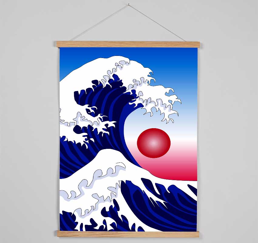 The Waves Over The Red Sun Hanging Poster - Wallart-Direct UK