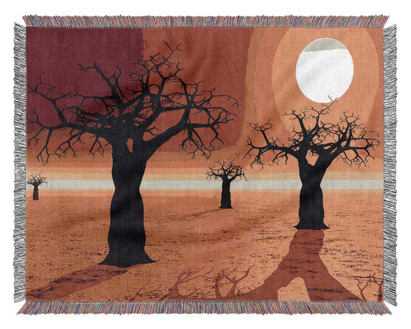 Surreal Desert Trees Woven Blanket