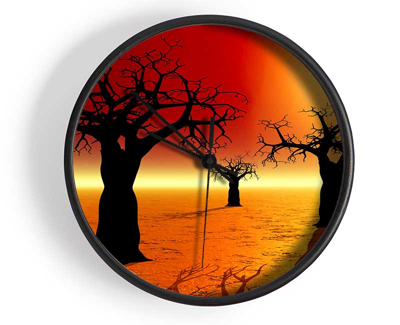 Surreal Desert Trees Clock - Wallart-Direct UK