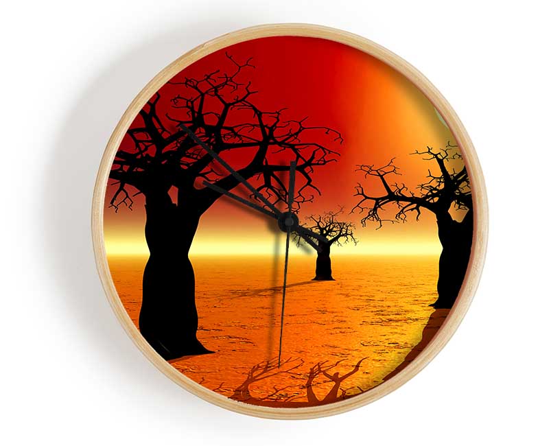 Surreal Desert Trees Clock - Wallart-Direct UK