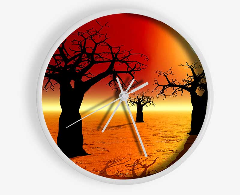 Surreal Desert Trees Clock - Wallart-Direct UK