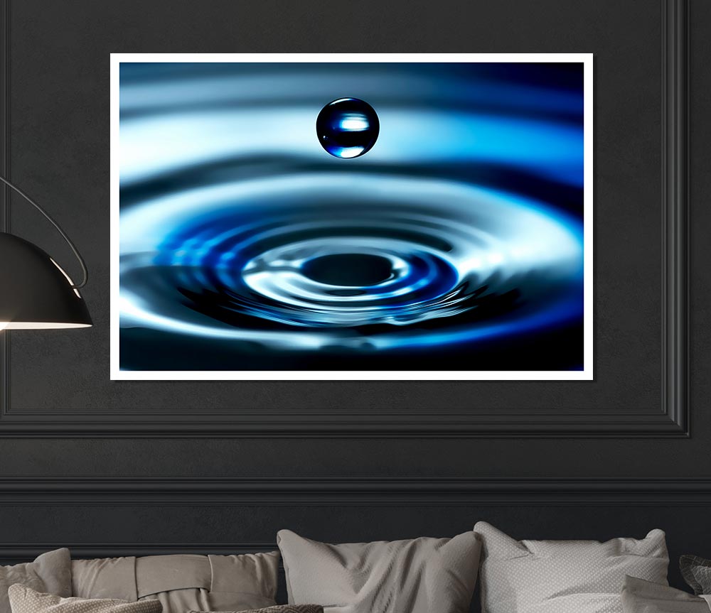 Blue Water Drop Print Poster Wall Art