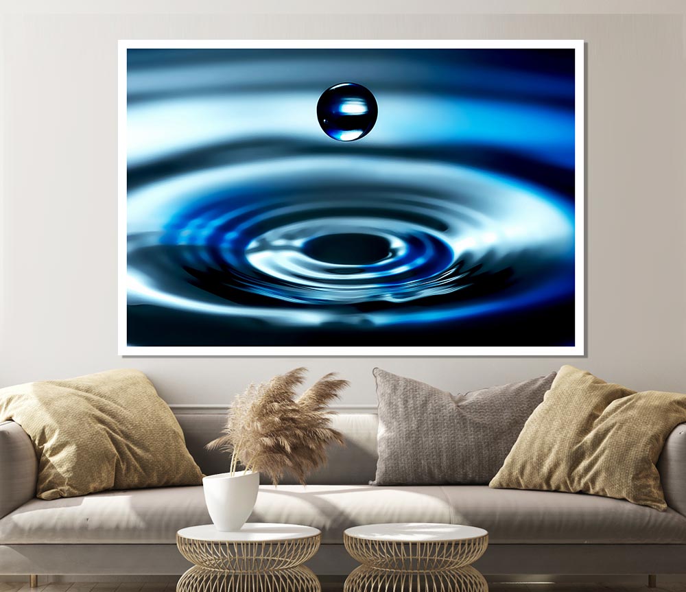 Blue Water Drop Print Poster Wall Art