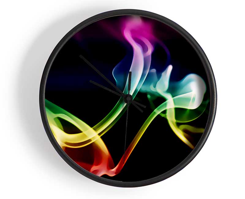 Rainbow Smoke On Black Clock - Wallart-Direct UK