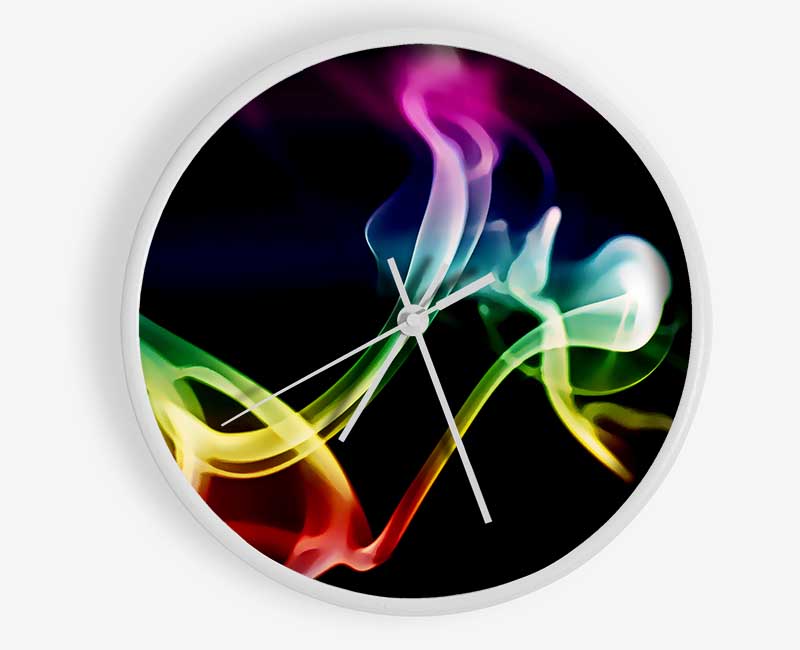 Rainbow Smoke On Black Clock - Wallart-Direct UK