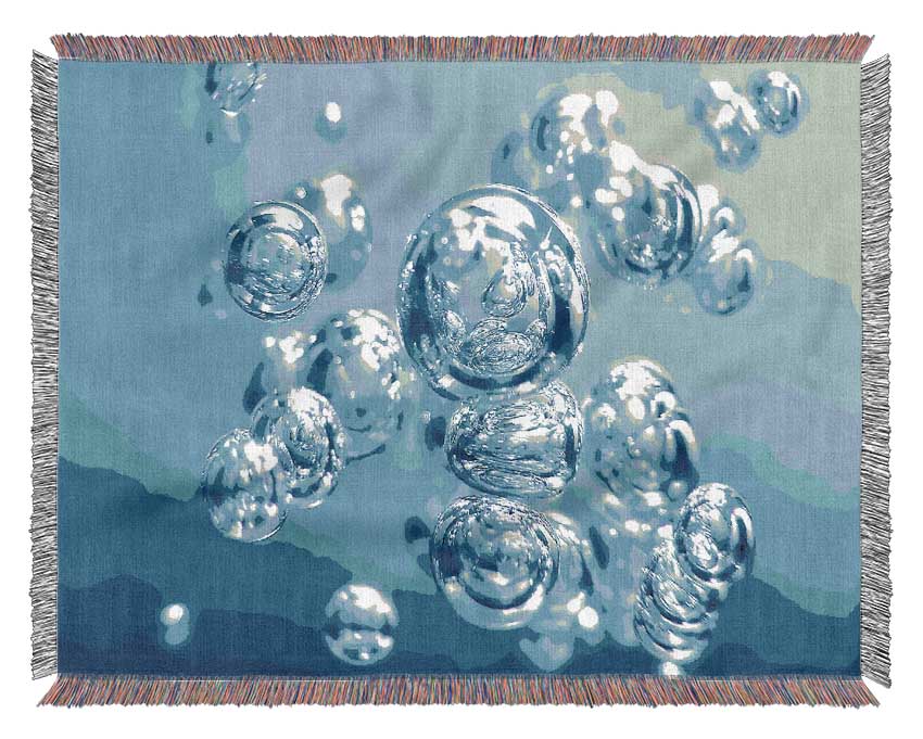 Liquid Blue Bubbles Woven Blanket