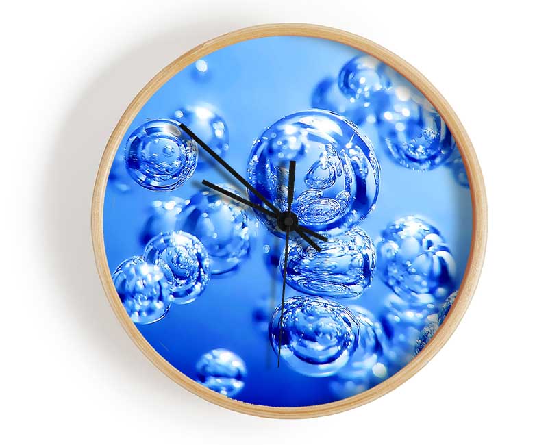 Liquid Blue Bubbles Clock - Wallart-Direct UK