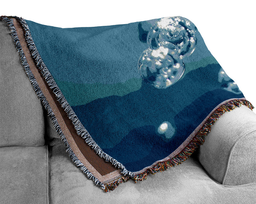 Liquid Blue Bubbles Woven Blanket