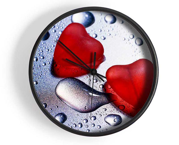 Red Love Hearts Clock - Wallart-Direct UK