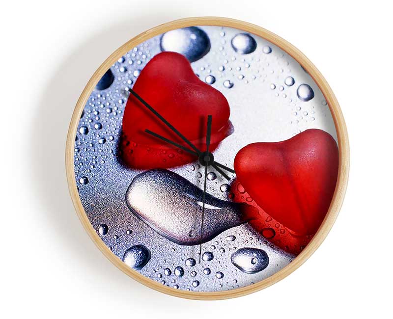 Red Love Hearts Clock - Wallart-Direct UK