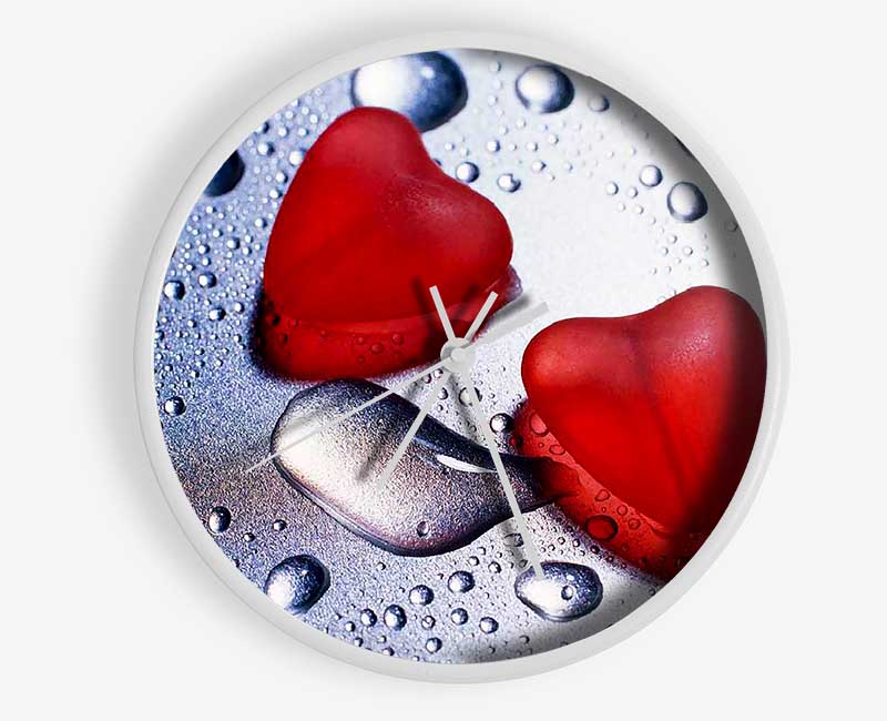 Red Love Hearts Clock - Wallart-Direct UK