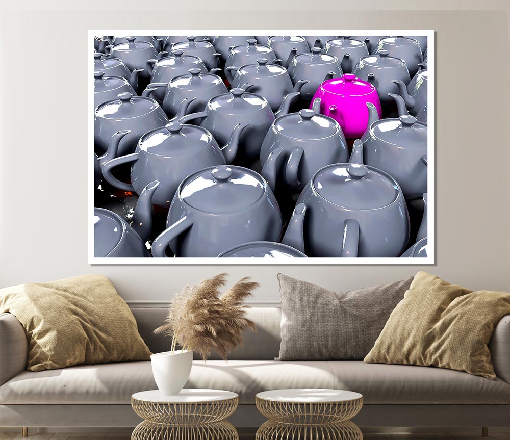 The Odd One Out Pink Teapot Print Poster Wall Art