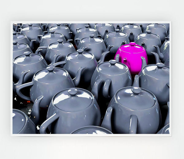 The Odd One Out Pink Teapot Print Poster Wall Art