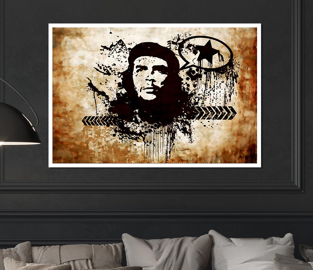 Che Guevara Brown Print Poster Wall Art