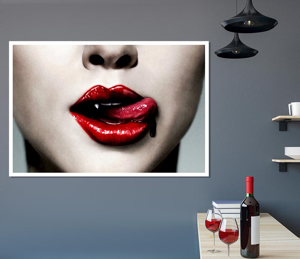 Vampire Lips Print Poster Wall Art