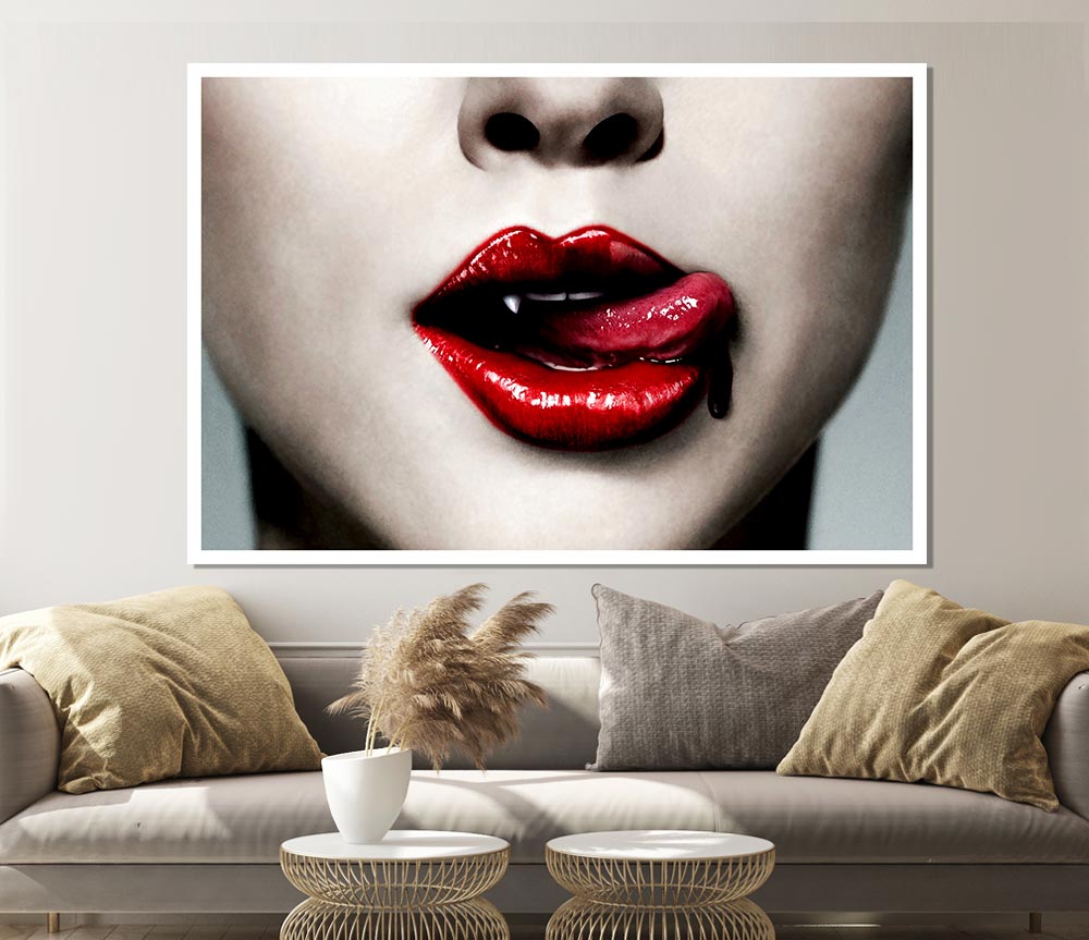 Vampire Lips Print Poster Wall Art