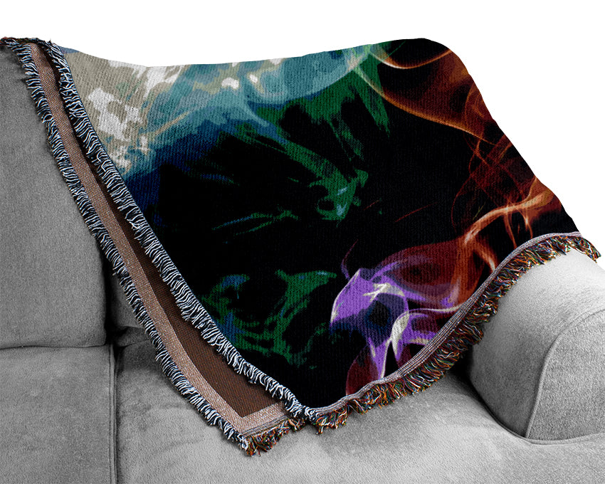 Mulit-Coloured Smoke On Black Woven Blanket