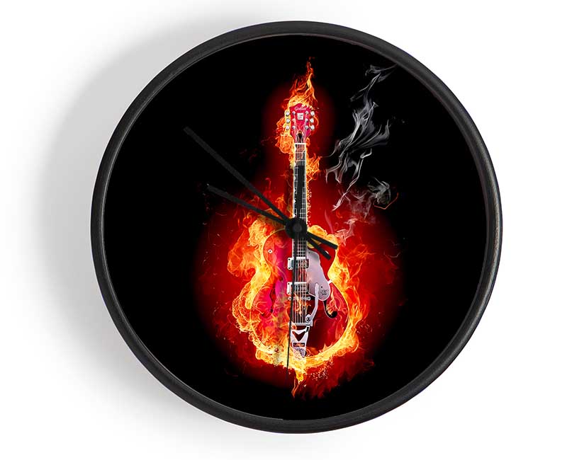 Red Guitar Flames Clock - Wallart-Direct UK