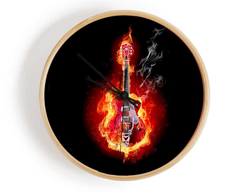 Red Guitar Flames Clock - Wallart-Direct UK