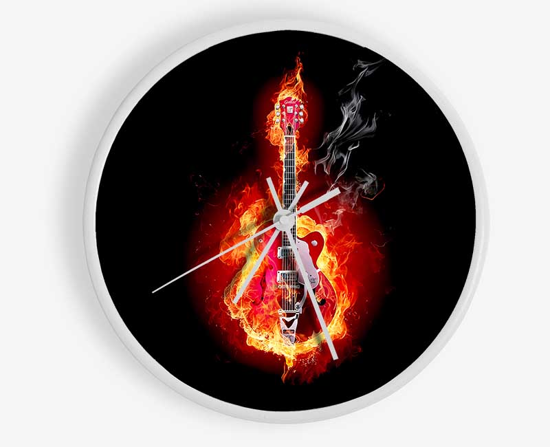 Red Guitar Flames Clock - Wallart-Direct UK