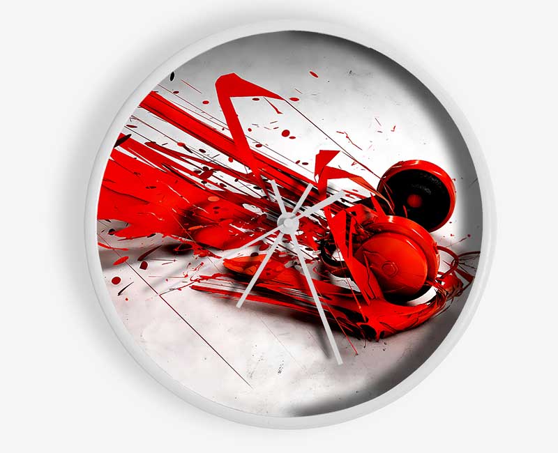 Red Headphone Blast Clock - Wallart-Direct UK