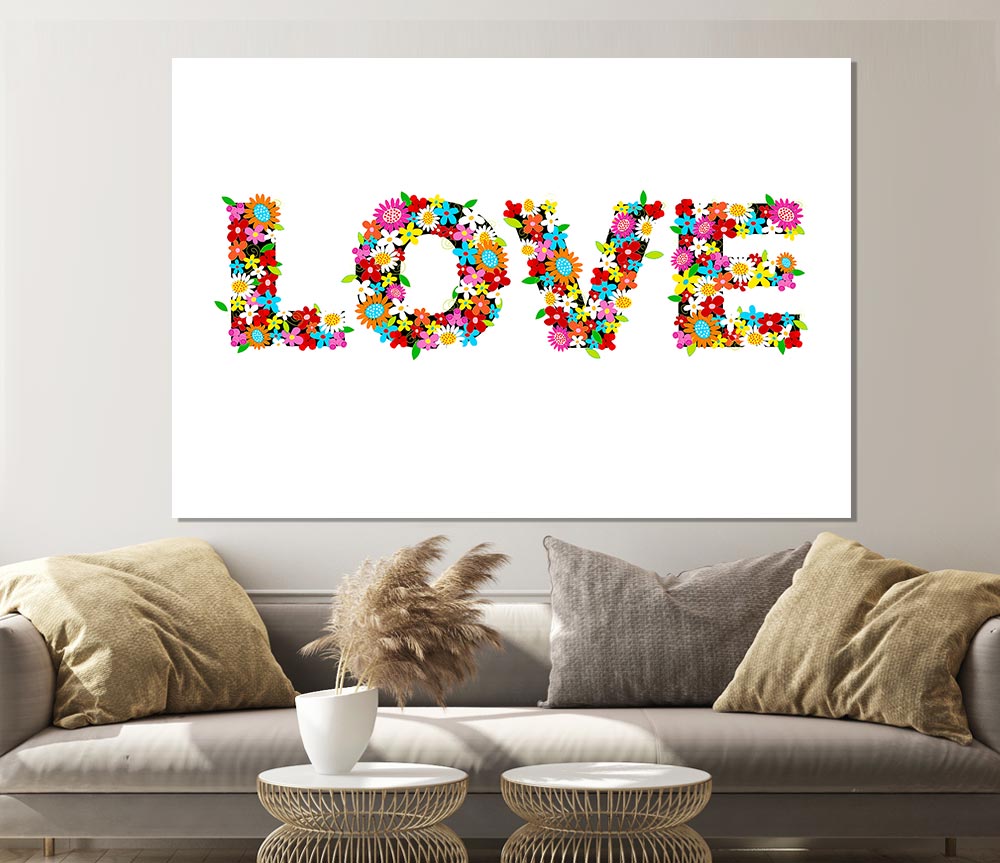 Flower Power Love Print Poster Wall Art