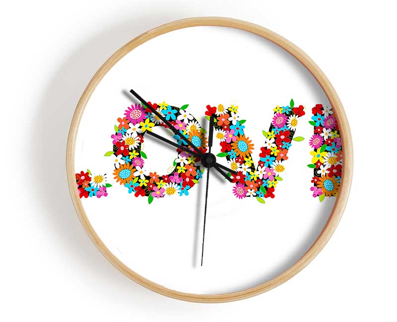 Flower Power Love Clock - Wallart-Direct UK