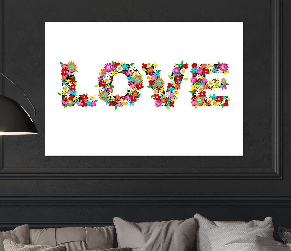 Flower Power Love Print Poster Wall Art