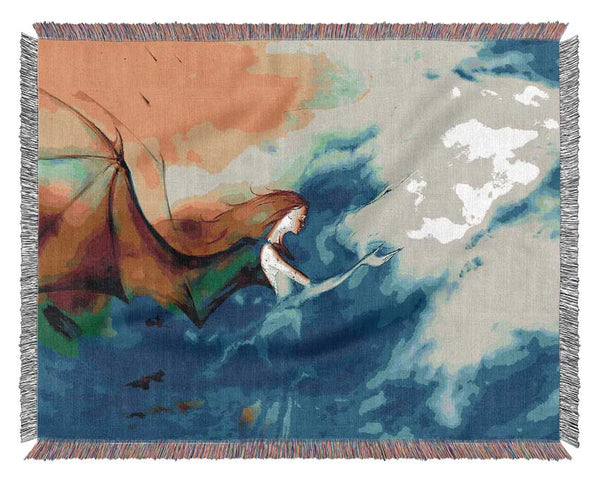 Fairy Dragon Clouds Woven Blanket