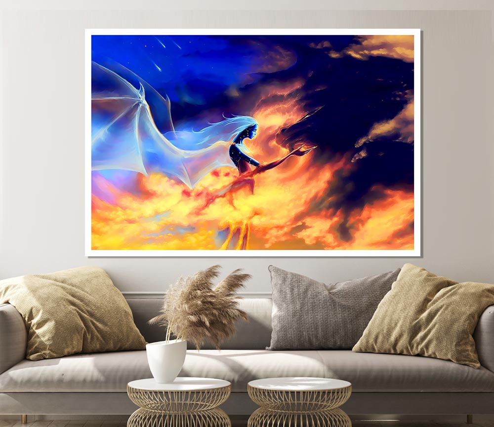 Dragon Fairy Love Print Poster Wall Art