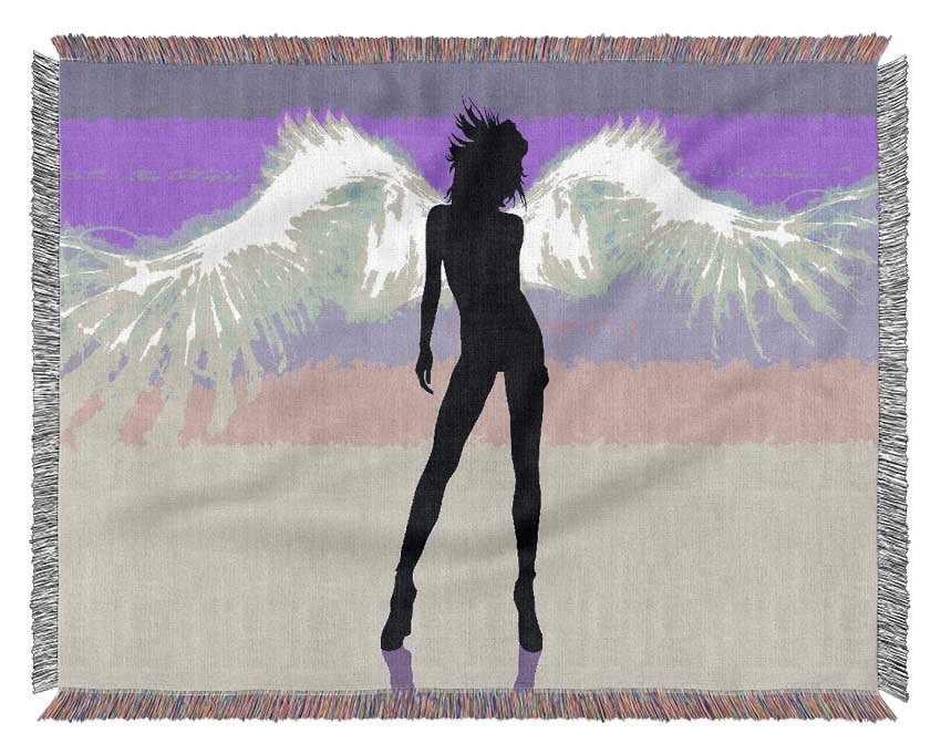 Purple Angel Wings Woven Blanket