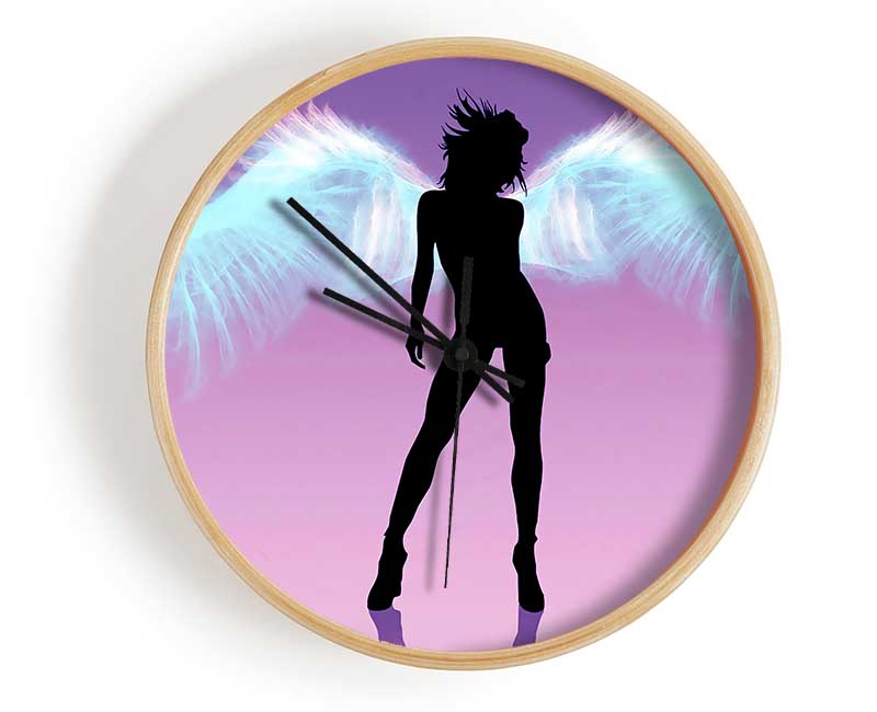 Purple Angel Wings Clock - Wallart-Direct UK