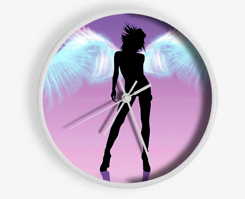 Purple Angel Wings Clock - Wallart-Direct UK