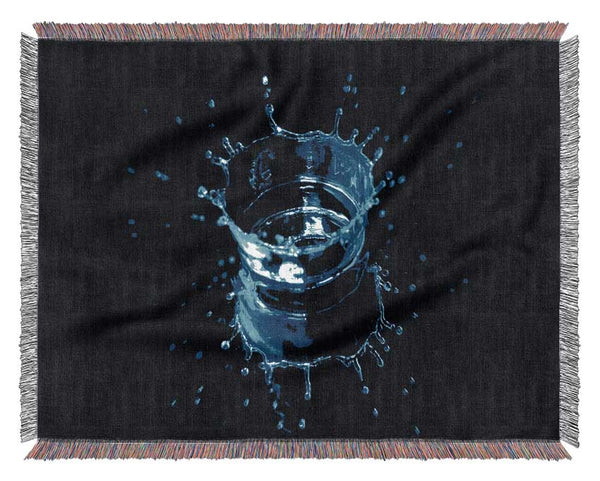 Electric Blue Water Drop Woven Blanket