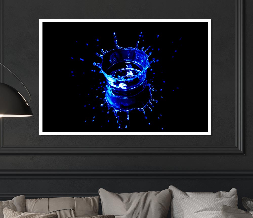 Electric Blue Water Drop Print Poster Wall Art