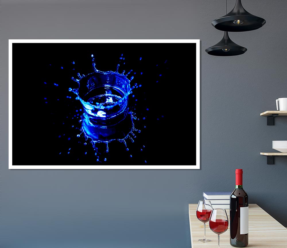 Electric Blue Water Drop Print Poster Wall Art