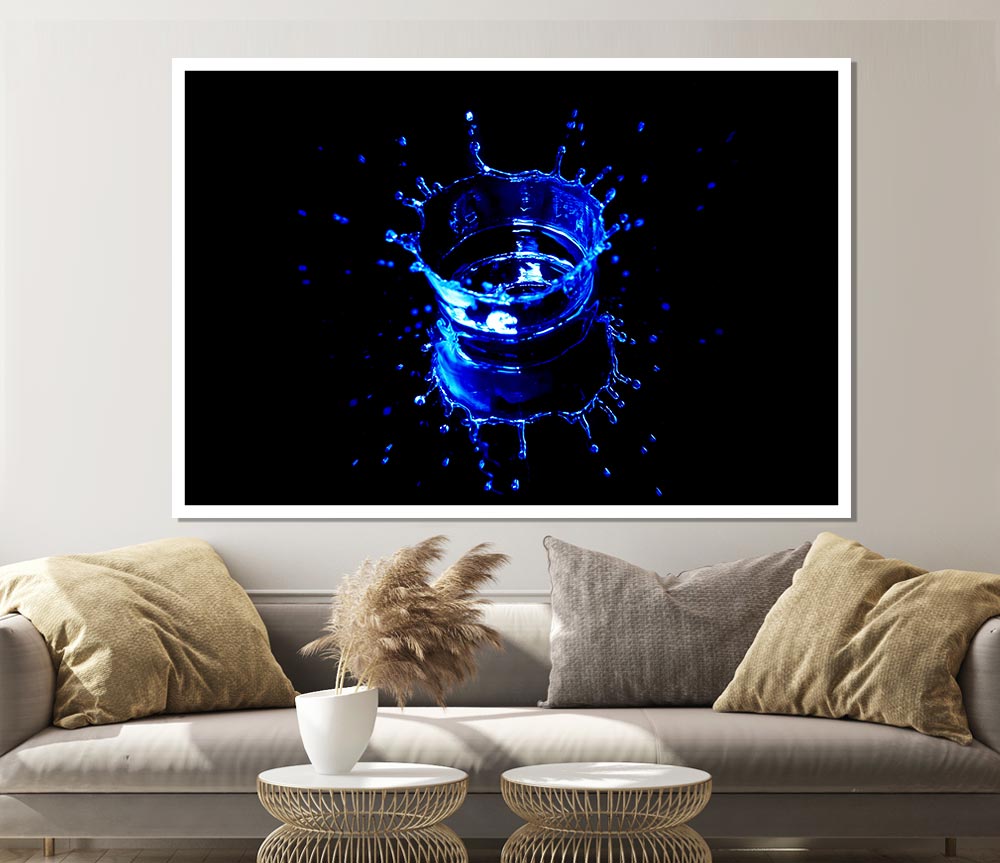 Electric Blue Water Drop Print Poster Wall Art